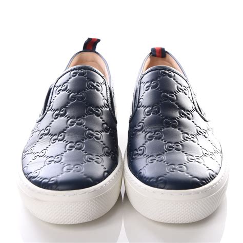 GUCCI Guccissima Womens Dublin Slip On Sneakers 40 Navy 